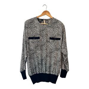 VTG 80s La Phia Cheetah Blouse Top Shoulder Pad Cinch Waist Peggy Bundy Mob Wife